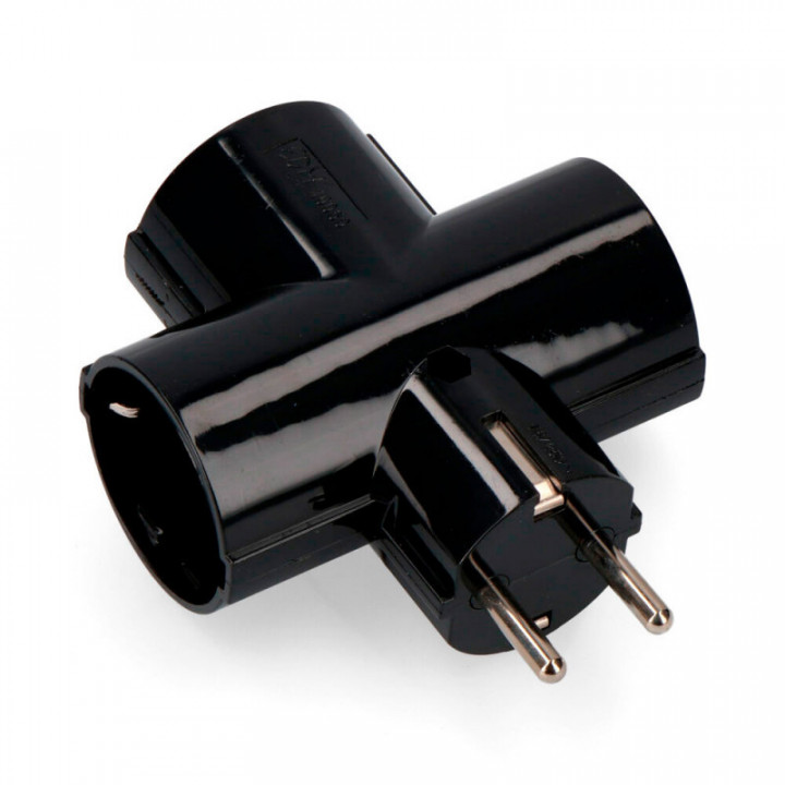 FICHE 2P-T TYPE F TRIPLE BAKÉLITE NOIRE (SOUS FILM RETRACTAB