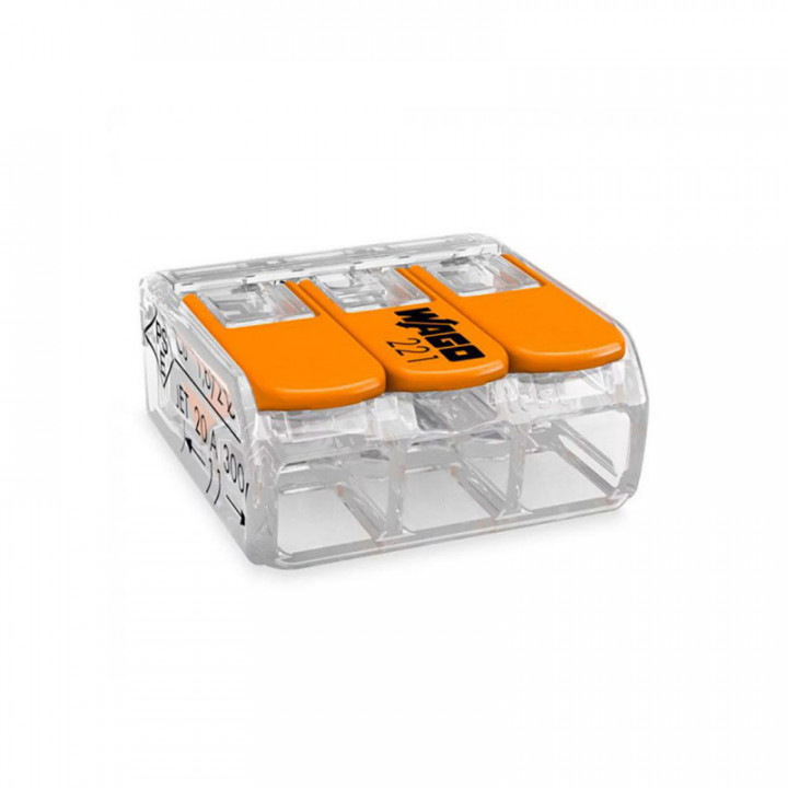 CONNECTEUR RAPIDE AVEC LEVIER 3 CONDUCTEURS, D MAXIMUM 4 mm²