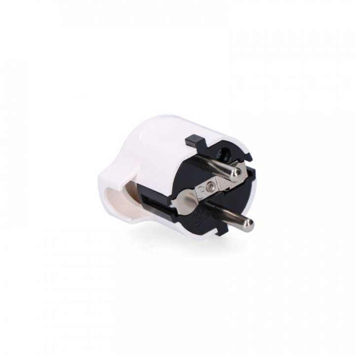 FICHE 2P-T, 16A 250V~, SORTIE 90, BLANCHE (RÉTRACTÉE)
