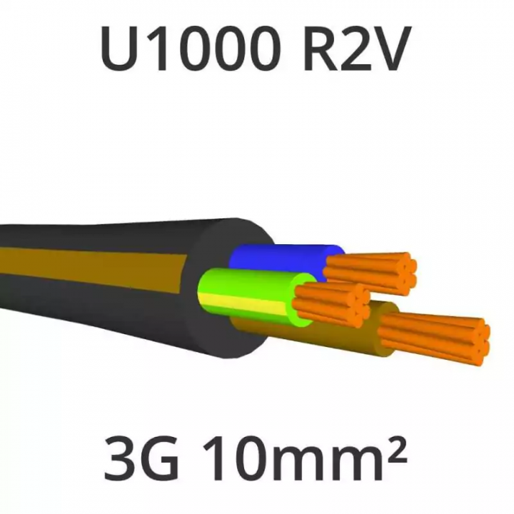 Câble U-1000 R2V - 3G10 mm² - Vendu au mètre