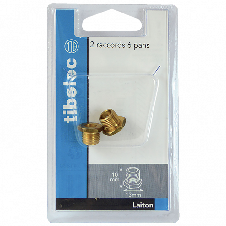 2 raccords mâles 6 pans laiton
