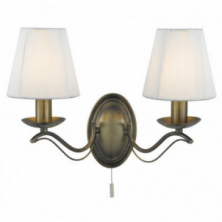 Andretti 2Lt Wall Light - Tissu antique en laiton et cordes