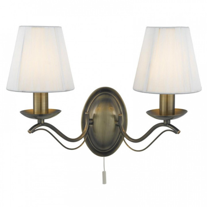Andretti 2Lt Wall Light - Tissu antique en laiton et cordes