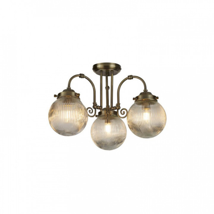 Belvue 3Lt Flush - Métal en laiton ancien et verre transpare