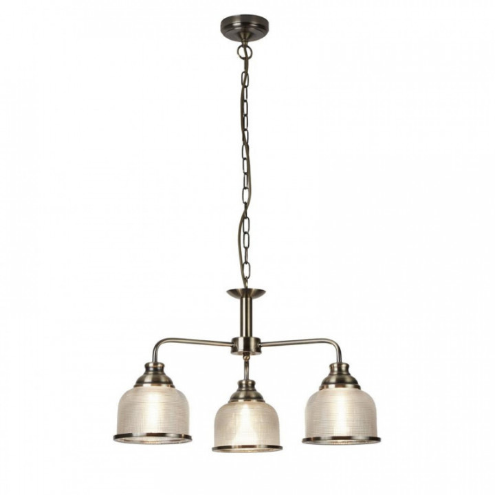 Bistro II 3Lt suspension - Verre en laiton et holophane anti