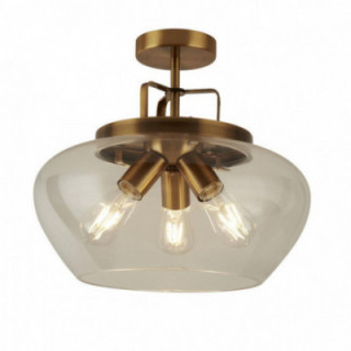 Boule 3Lt Semi-Flush - Bronze & Verre Clair