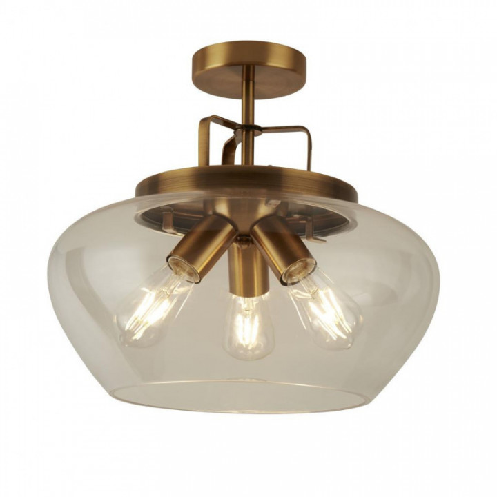 Boule 3Lt Semi-Flush - Bronze & Verre Clair