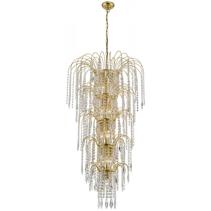 Chandelier de niveau 13 de la cascade - Or & Cristal
