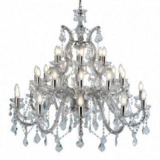 Chandelier Marie Therese 30Lt - Métal chromé & cristal trans