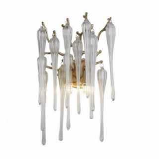 Éclairage mural Heritage 2Lt, métal doré et gouttes en verre