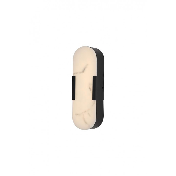 Éclairage mural LED opaline, métal noir mat avec résine de m