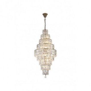 Empire 13Lt Chandelier - Laiton ancien et verre transparent