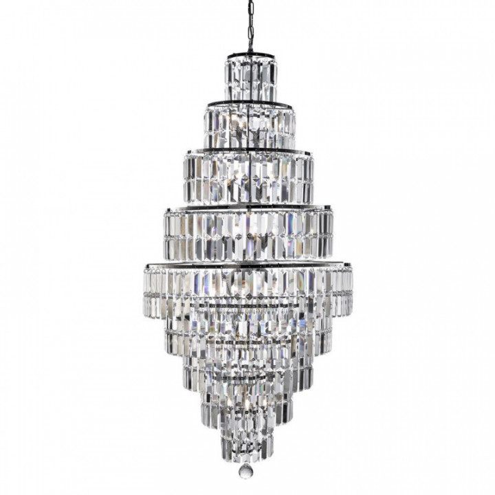 Empire 13Lt Chandelier - Métal chromé & cristal transparent