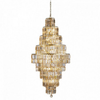 Empire 13Lt Chandelier - Satin Brass Metal & Verre de Champa