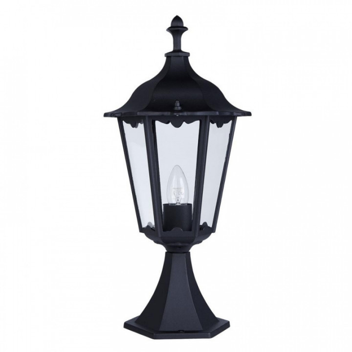 Alex 55cm Poste extérieur - Soie Métal Noir & Verre, IP44