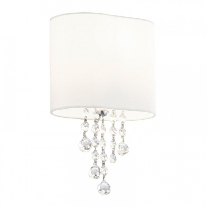 Éclairage mural Nina - Abat-jour chromé, cristal et tissu
