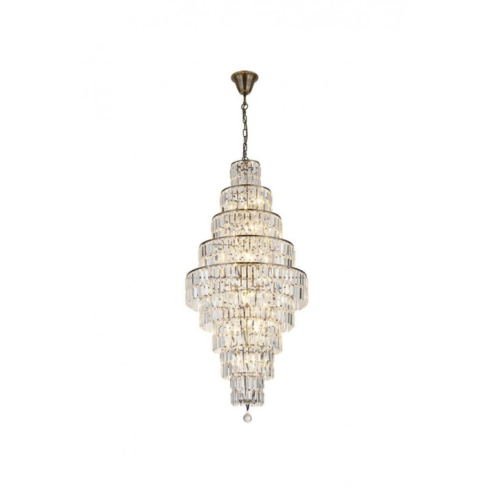 Empire 13Lt Chandelier - Laiton ancien et verre transparent