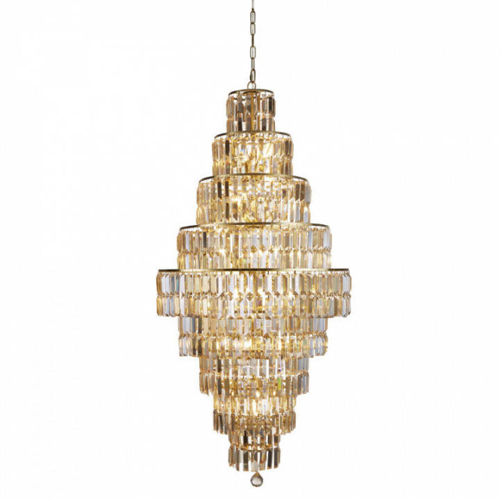 Empire 13Lt Chandelier - Satin Brass Metal & Verre de Champa