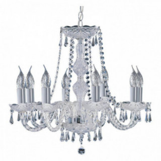 Hale 8Lt Chandelier - Métal chromé et cristal transparent