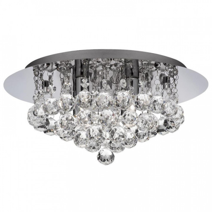 Hanna 4Lt Flush - Métal chromé & cristal transparent