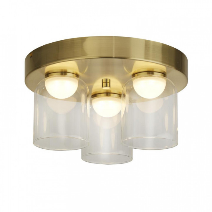 Highball LED 3Lt à filet, laiton satiné et verre transparent