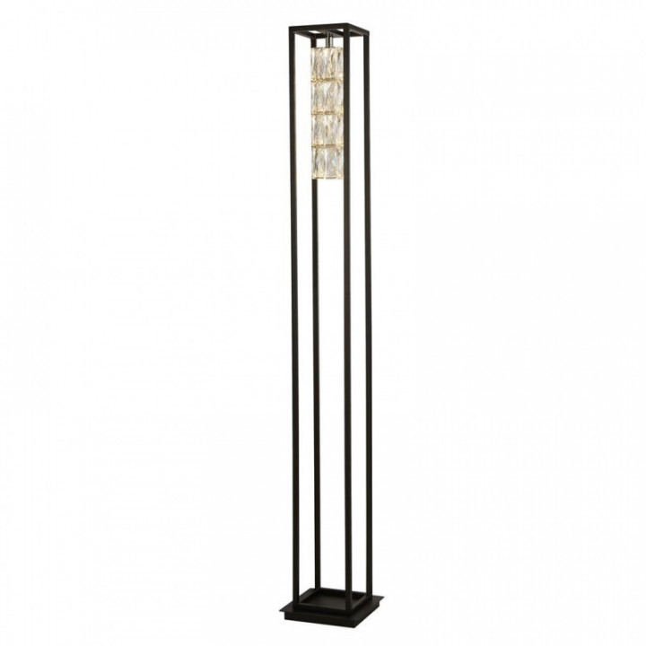 Lampe au sol dascenseur - Cadre noir mat & centre en crista