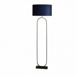 Lampe de pied à la mode - Métal noir avec abat-jour bleu mar