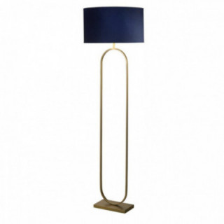 Lampe de pied à la mode en bronze avec abat-jour bleu marine