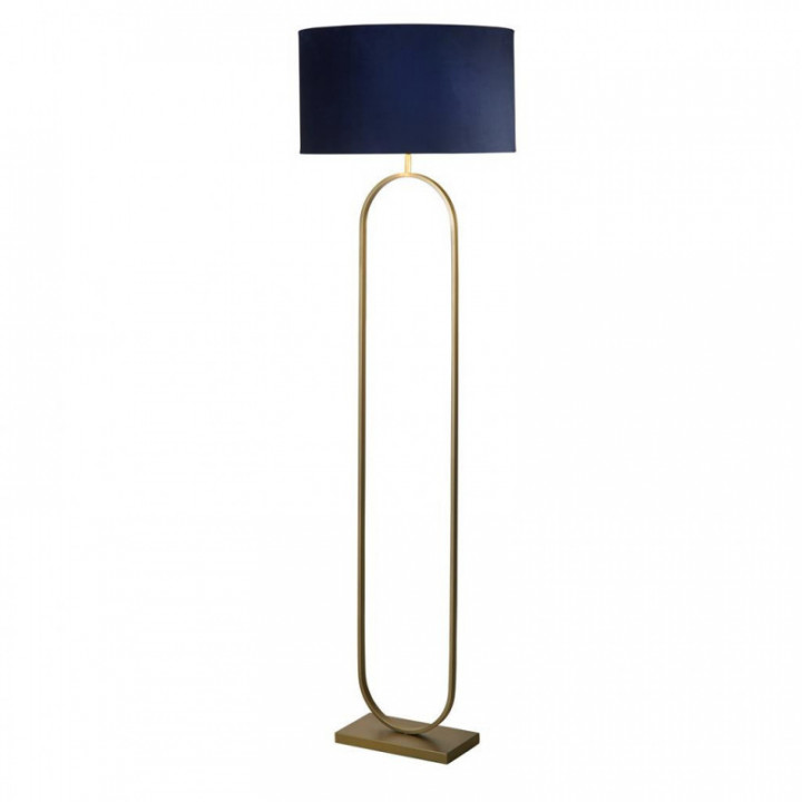 Lampe de pied à la mode en bronze avec abat-jour bleu marine