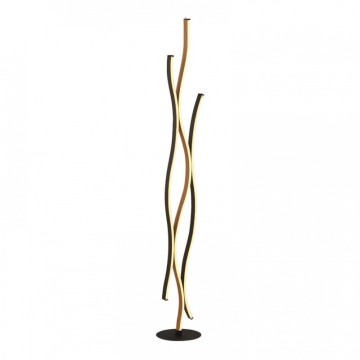 Lampe de pied bloom - Effet métal noir et bois