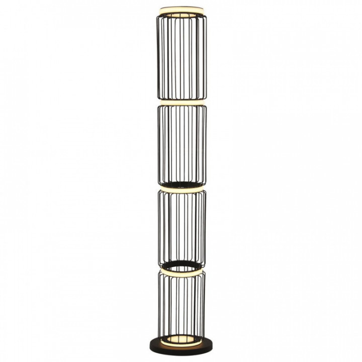 Lampe de pied Circolo Cage - Métal noir & silicium blanc