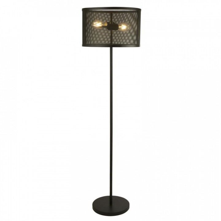 Lampe de pied résille 2Lt - Noir mat et abat-jour en maille