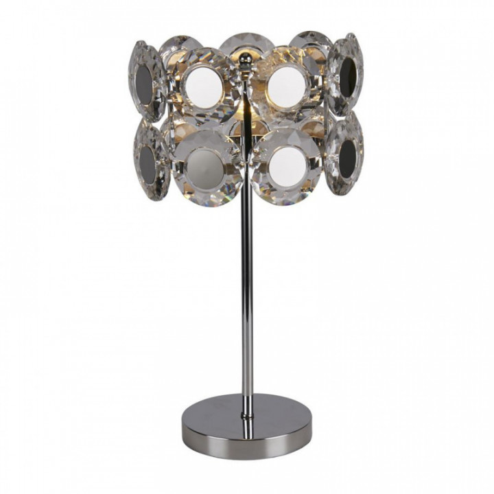 Lampe de table 2Lt Chrome Métal & Cristal Transparent