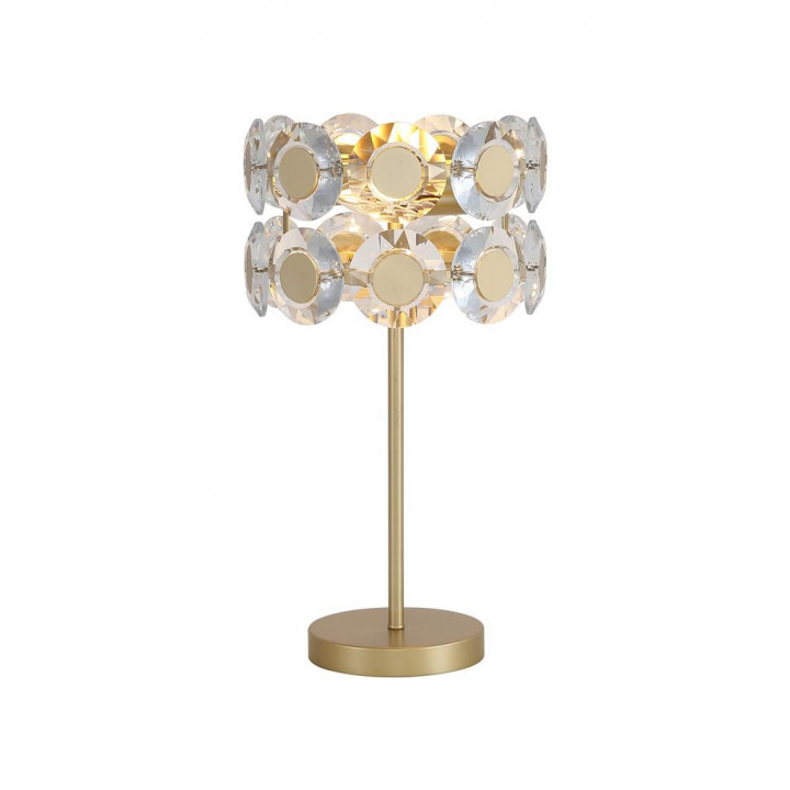 Lampe de table 2Lt en métal or et cristal transparent