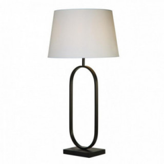Lampe de table à la mode - Métal noir mat avec abat-jour bla
