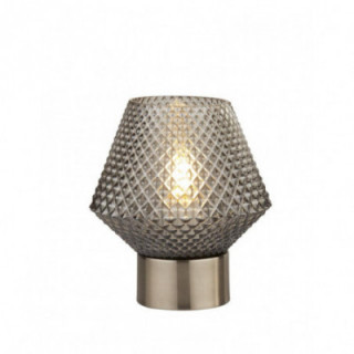 Lampe de table Avia - Métal chrome noir et verre fumé