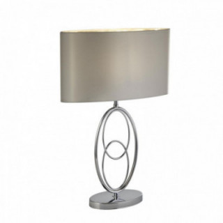 Lampe de table bouclée - Abat-jour en fausse soie en métal c