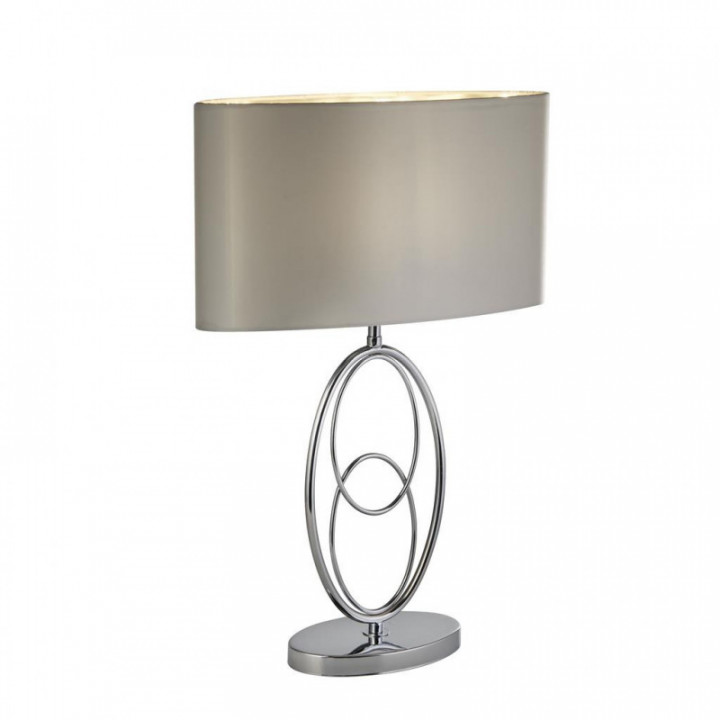 Lampe de table bouclée - Abat-jour en fausse soie en métal c