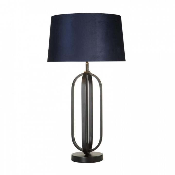 Lampe de table Chic - Métal noir avec abat-jour bleu marine
