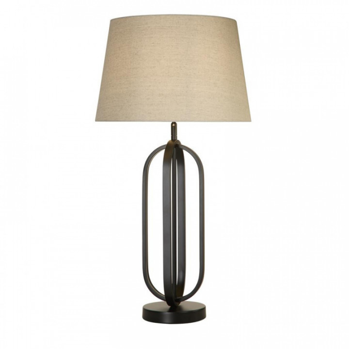Lampe de table chic - Métal noir avec abat-jour naturel