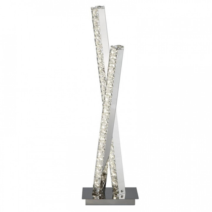 Lampe de table Clover 2Lt - Métal chromé & cristal transpare