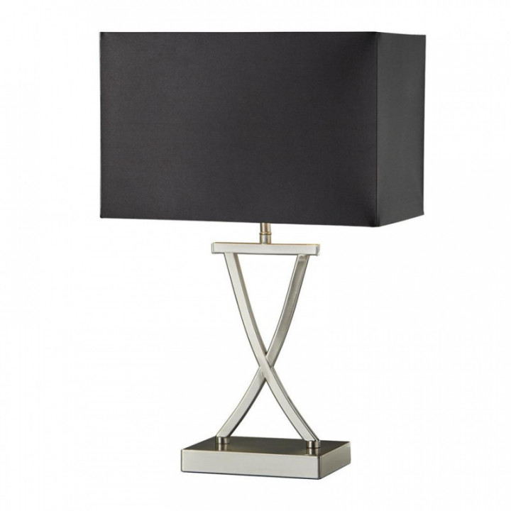 Lampe de table club - Satin Silver Metal & Teint-Jour Noir e