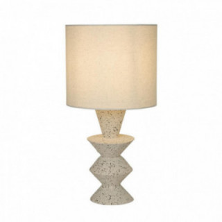 Lampe de table de Malacca - Gres et abat-jour en tissu blanc
