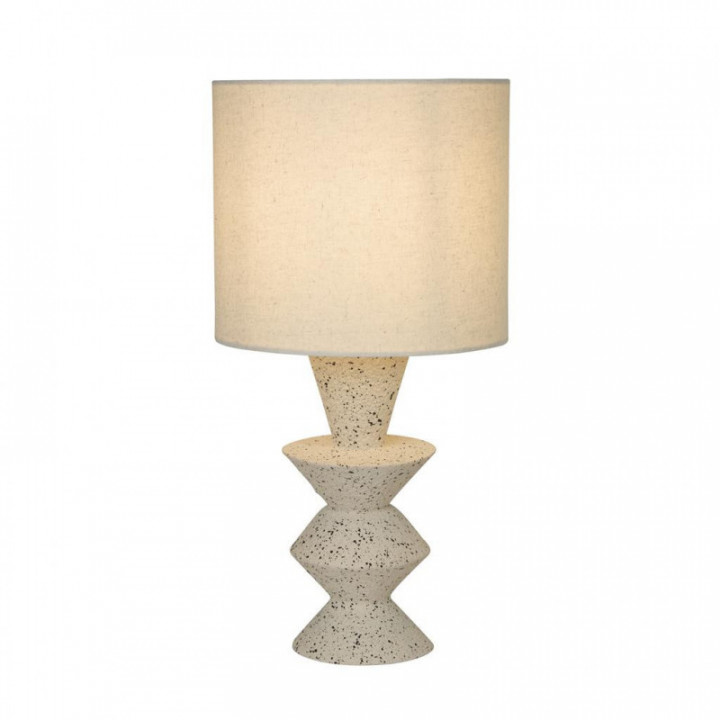 Lampe de table de Malacca - Gres et abat-jour en tissu blanc