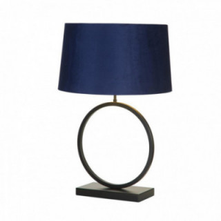 Lampe de table élégante - Métal noir mat avec abat-jour bleu
