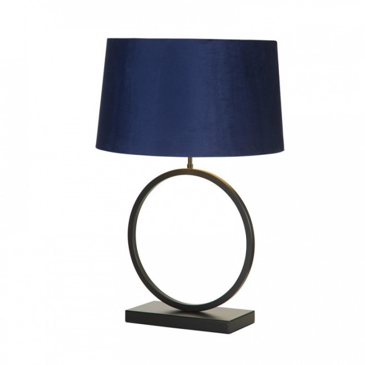 Lampe de table élégante - Métal noir mat avec abat-jour bleu