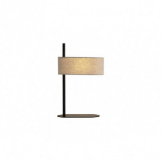 Lampe de table en jute 1Lt, métal noir avec abat-jour en lin