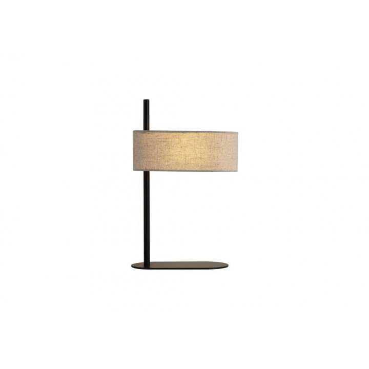 Lampe de table en jute 1Lt, métal noir avec abat-jour en lin