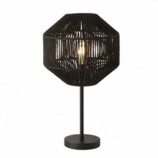 Lampe de table en osier - Abat-jour Black Metal Matt et Cord