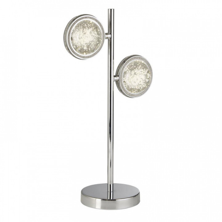Lampe de table en quartz 2Lt - Chrome & verre à bulles